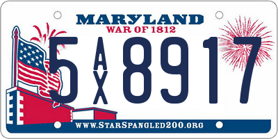 MD license plate 5AX8917