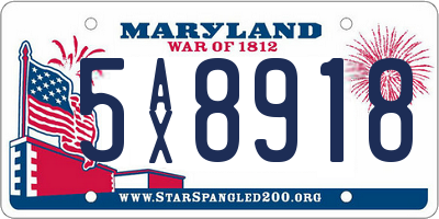 MD license plate 5AX8918