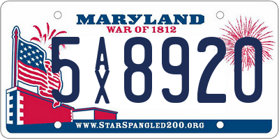 MD license plate 5AX8920