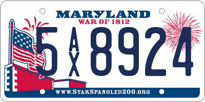 MD license plate 5AX8924