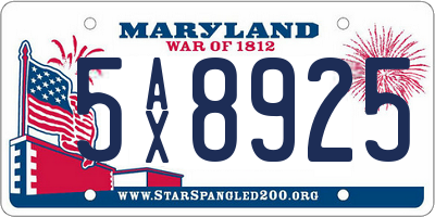 MD license plate 5AX8925