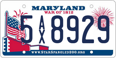 MD license plate 5AX8929