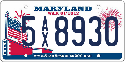 MD license plate 5AX8930