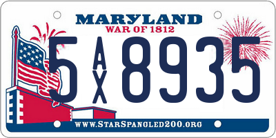 MD license plate 5AX8935
