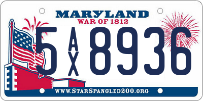 MD license plate 5AX8936