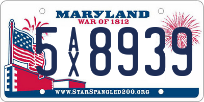 MD license plate 5AX8939