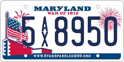 MD license plate 5AX8950