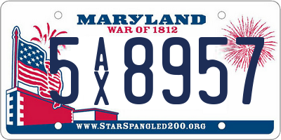 MD license plate 5AX8957
