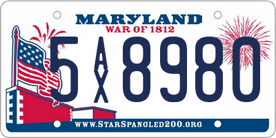 MD license plate 5AX8980