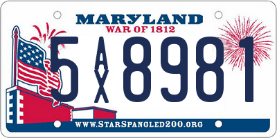 MD license plate 5AX8981