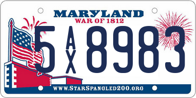 MD license plate 5AX8983