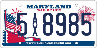 MD license plate 5AX8985