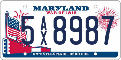 MD license plate 5AX8987