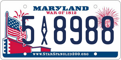 MD license plate 5AX8988