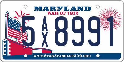 MD license plate 5AX8991