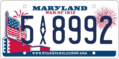 MD license plate 5AX8992