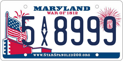 MD license plate 5AX8999