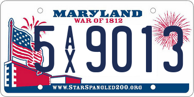 MD license plate 5AX9013