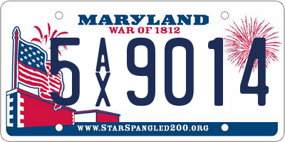 MD license plate 5AX9014