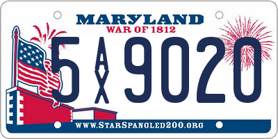 MD license plate 5AX9020