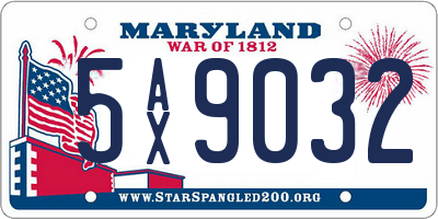 MD license plate 5AX9032