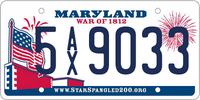 MD license plate 5AX9033