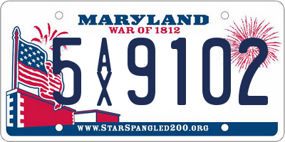 MD license plate 5AX9102