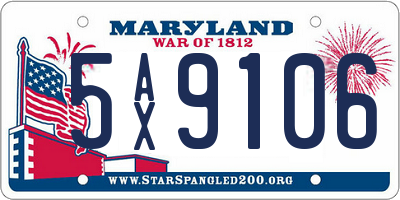 MD license plate 5AX9106