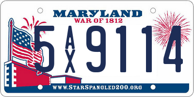 MD license plate 5AX9114