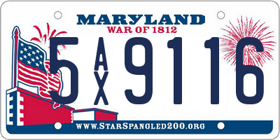 MD license plate 5AX9116