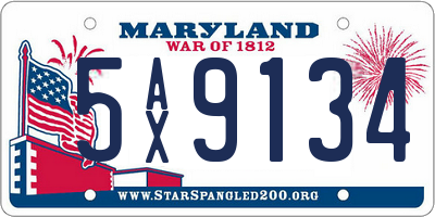 MD license plate 5AX9134