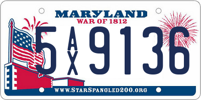 MD license plate 5AX9136