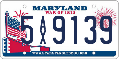 MD license plate 5AX9139