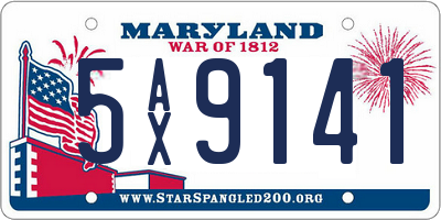 MD license plate 5AX9141