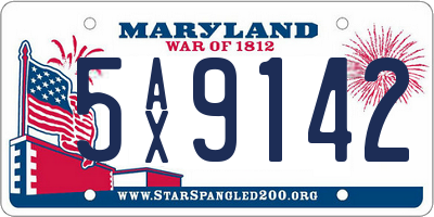 MD license plate 5AX9142