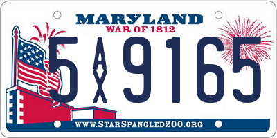 MD license plate 5AX9165