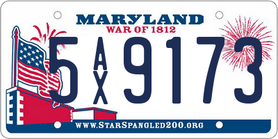 MD license plate 5AX9173