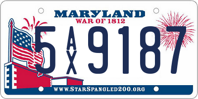 MD license plate 5AX9187