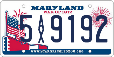 MD license plate 5AX9192