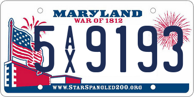 MD license plate 5AX9193