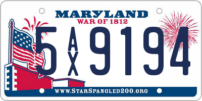 MD license plate 5AX9194