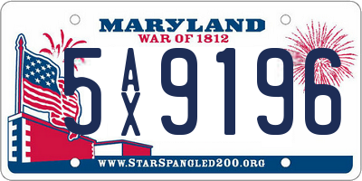 MD license plate 5AX9196