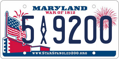 MD license plate 5AX9200
