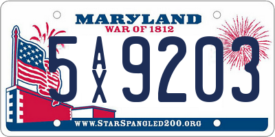 MD license plate 5AX9203