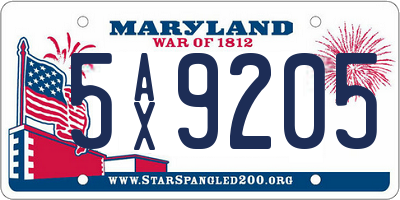 MD license plate 5AX9205
