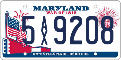 MD license plate 5AX9208