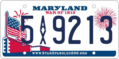 MD license plate 5AX9213