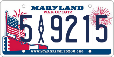 MD license plate 5AX9215