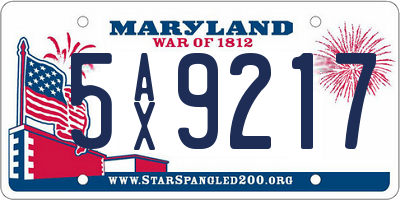 MD license plate 5AX9217