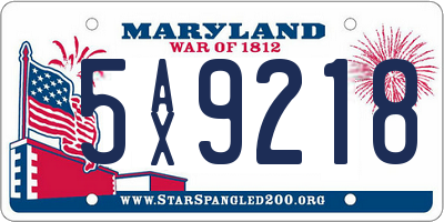 MD license plate 5AX9218
